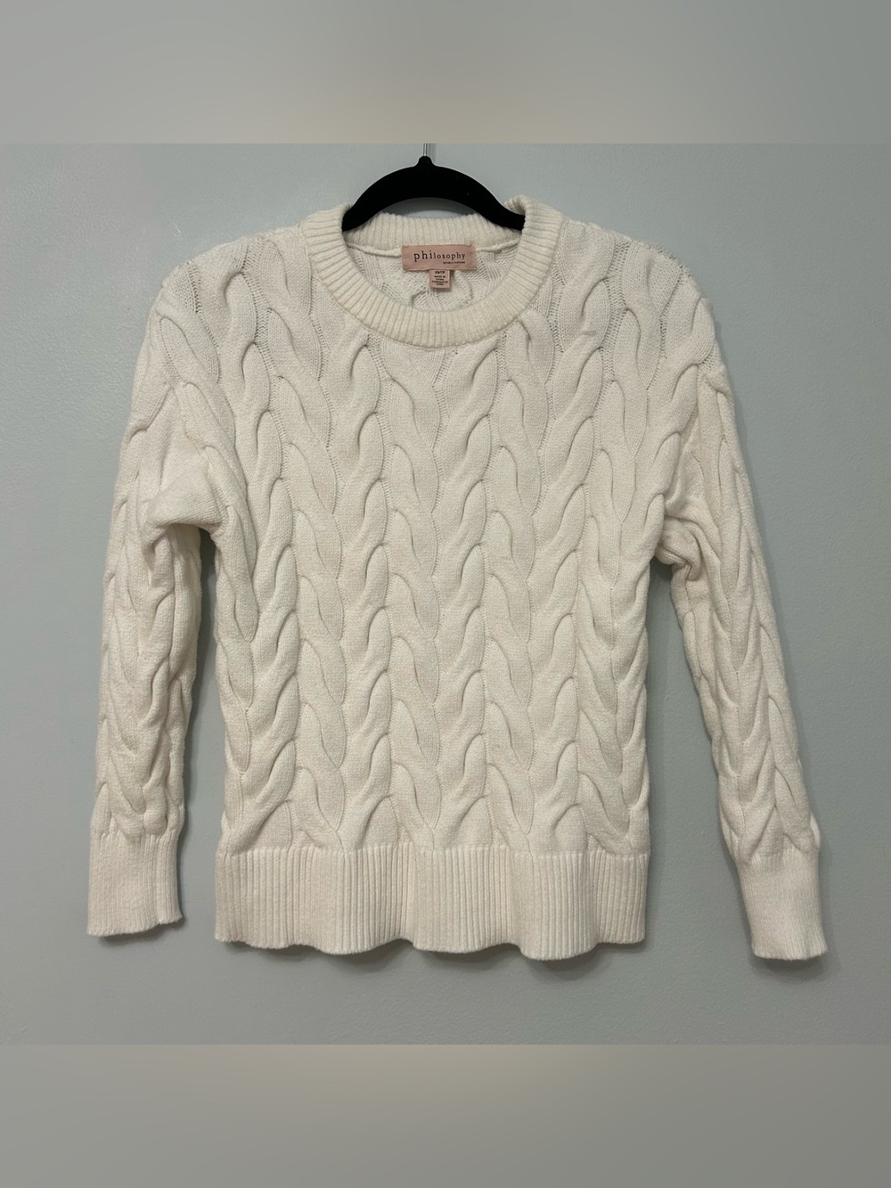 Philosophy Long Sleeve Cable Knit Crewneck Sweater